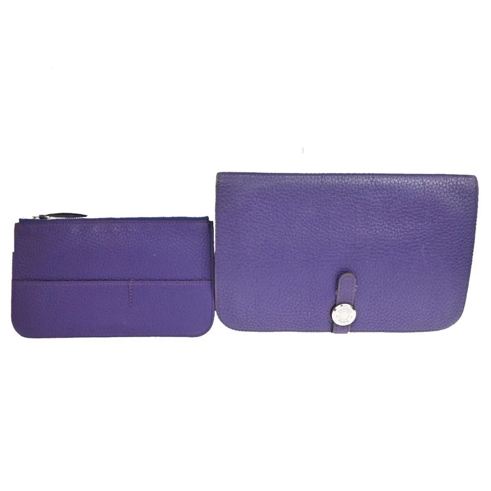 HERMES PRELOVED LUXURY DOGON GRAINED CALFSKIN WALLET 2 Piece set